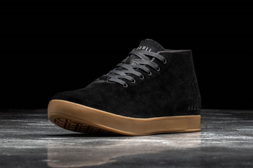 Black Dark Gum Suede Mid Trainer XJ466848Nobull