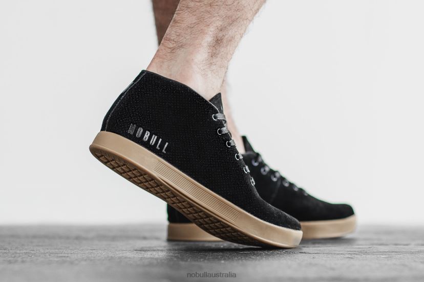 Black Dark Gum Suede Mid Trainer XJ466848Nobull