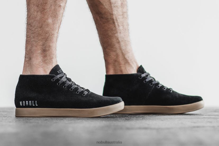 Black Dark Gum Suede Mid Trainer XJ466848Nobull