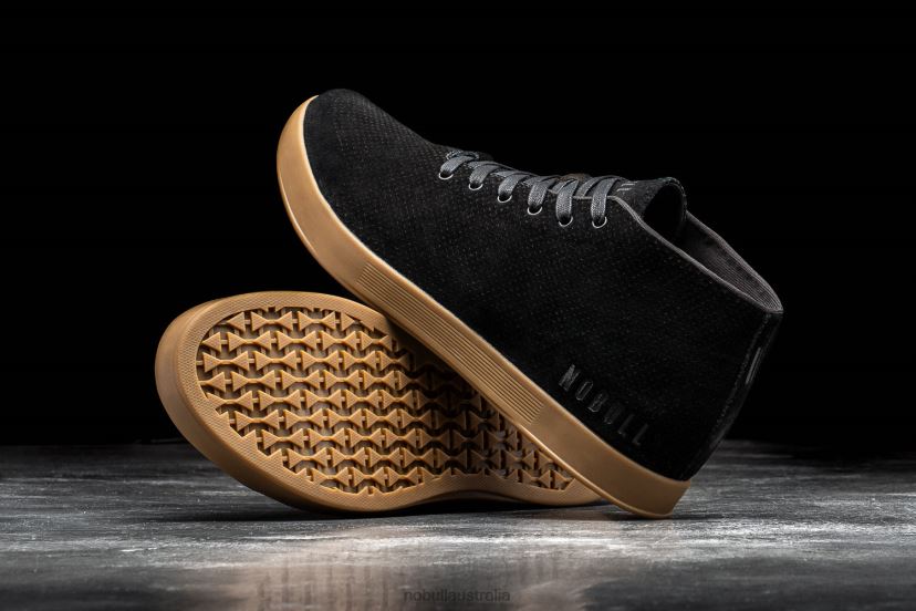 Black Dark Gum Suede Mid Trainer XJ466848Nobull