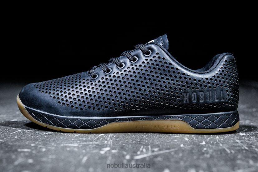 Black Gum Leather Trainer XJ466847Nobull