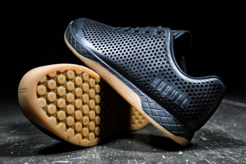Black Gum Leather Trainer XJ466847Nobull