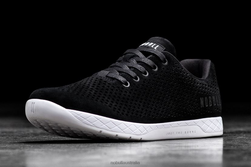 Black White Suede Trainer XJ466852Nobull