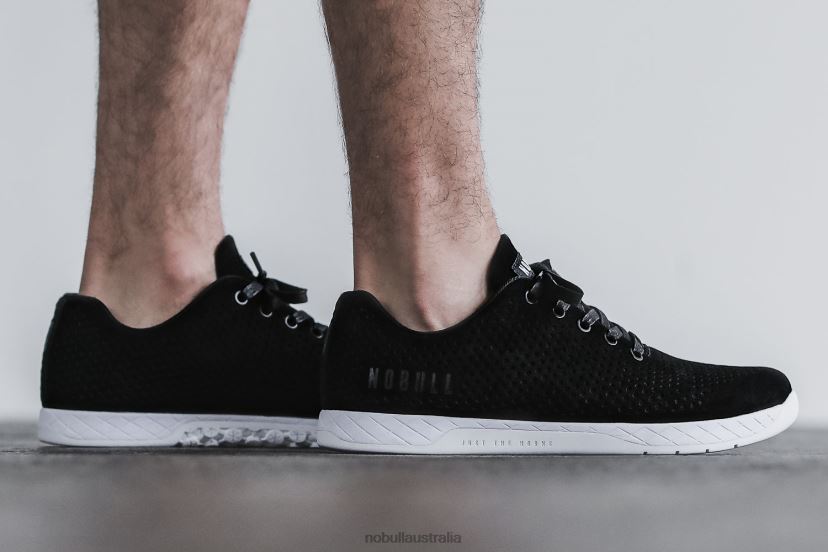 Black White Suede Trainer XJ466852Nobull