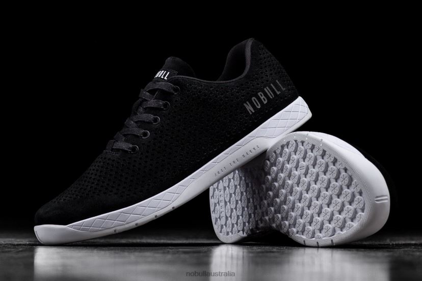 Black White Suede Trainer XJ466852Nobull