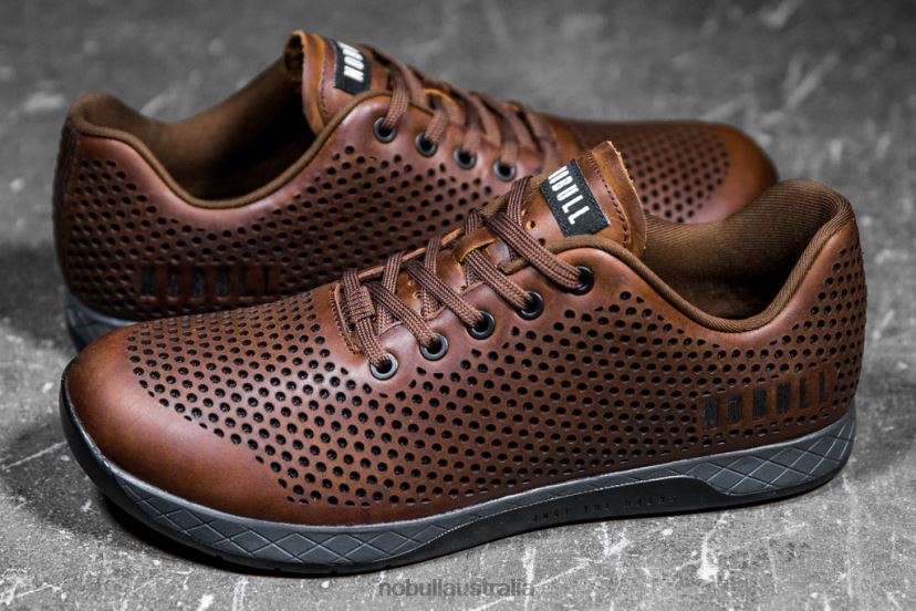 Coffee Grey Leather Trainer XJ466826Nobull