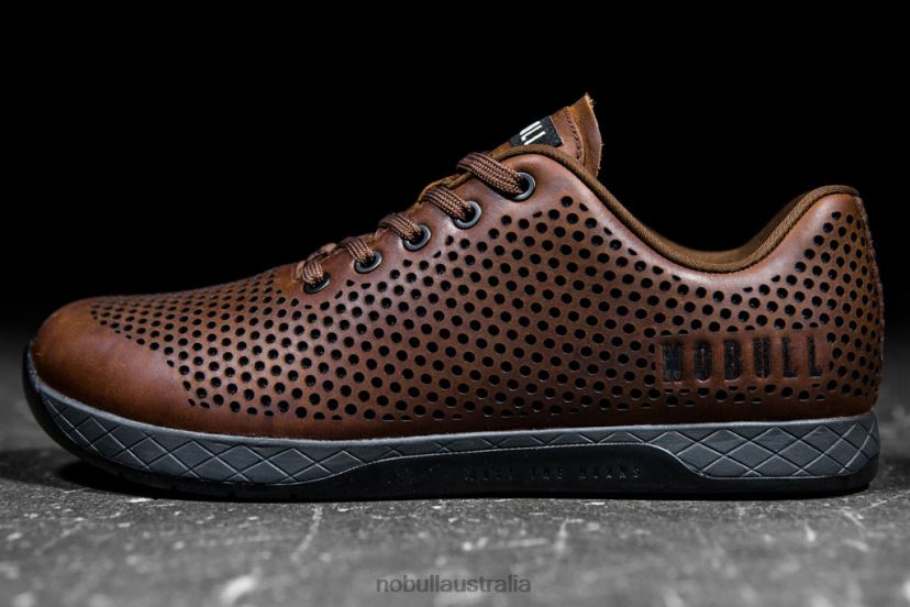 Coffee Grey Leather Trainer XJ466826Nobull