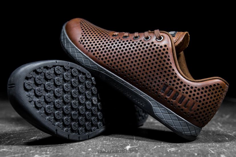 Coffee Grey Leather Trainer XJ466826Nobull