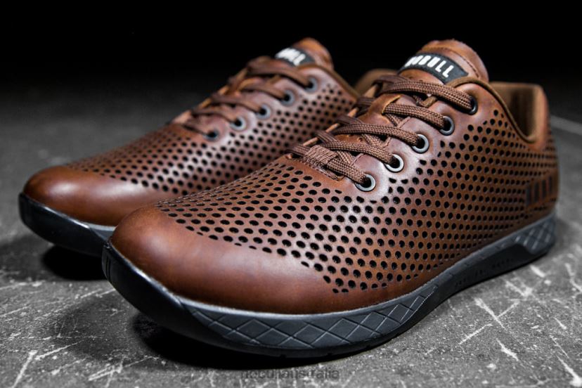 Coffee Grey Leather Trainer XJ466826Nobull