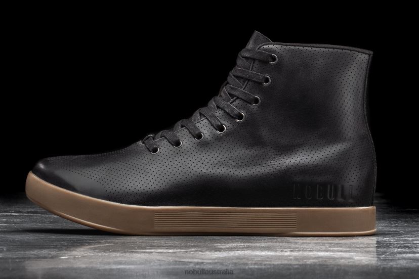 High-Top Black Dark Gum Leather Trainer XJ466840Nobull