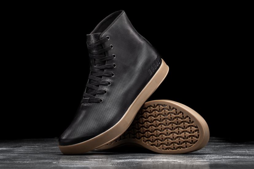 High-Top Black Dark Gum Leather Trainer XJ466840Nobull