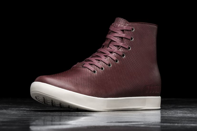 High-Top Burgundy Leather Trainer XJ466819Nobull