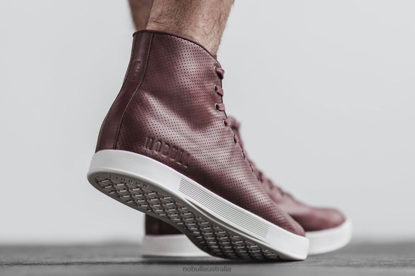 High-Top Burgundy Leather Trainer XJ466819Nobull