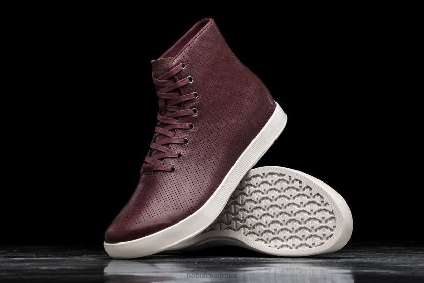 High-Top Burgundy Leather Trainer XJ466819Nobull