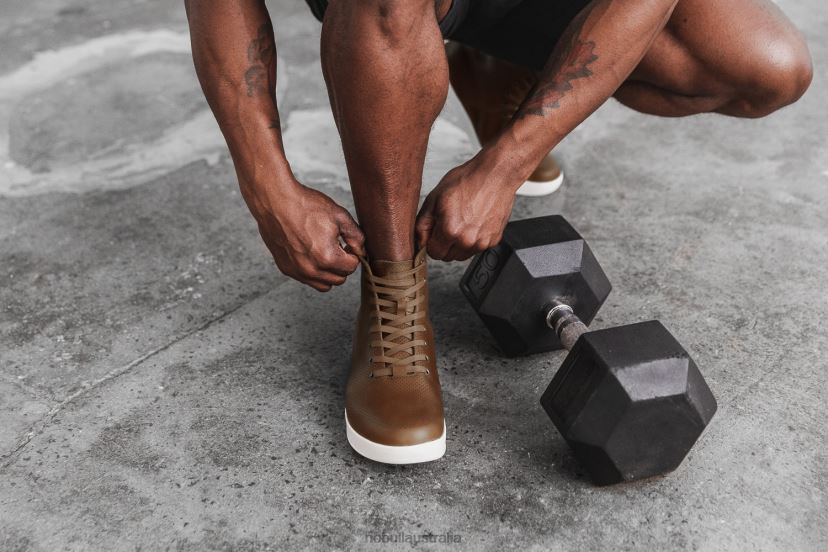 High-Top Chestnut Leather Trainer XJ466877Nobull