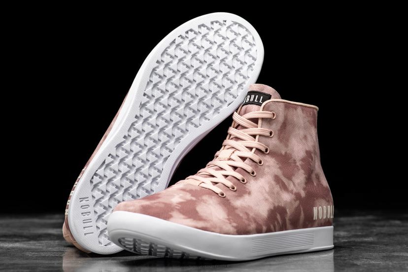 High-Top Dusty Rose Tie-Dye Canvas Trainer XJ466833Nobull