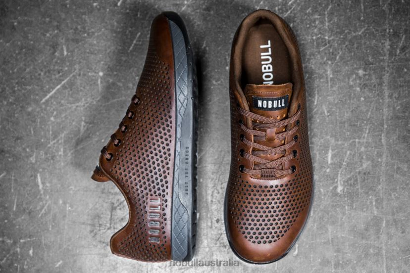 Coffee Grey Leather Trainer XJ4668531Nobull